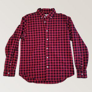 OLD NAVY Red Plaid Casual Cotton Shirt, Farmhouse Fall Top, Size M